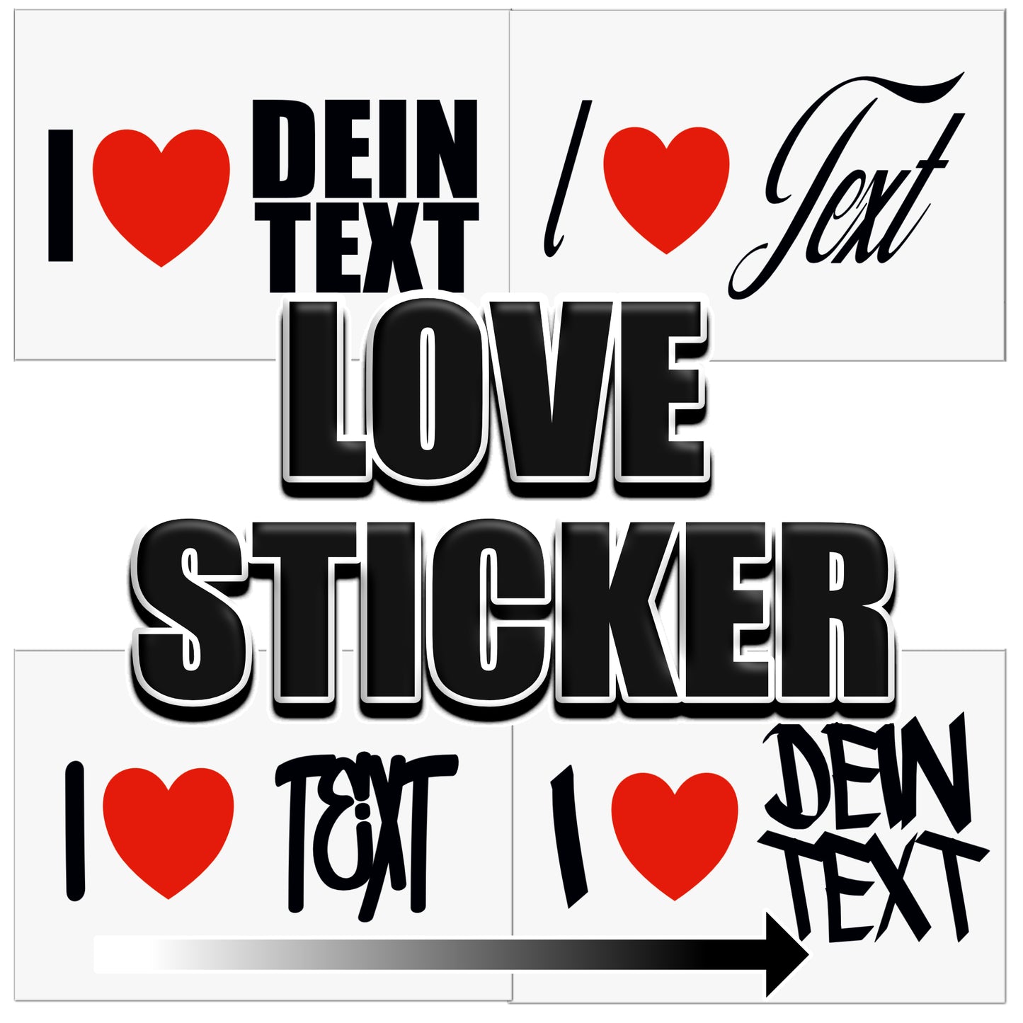 LOVE STICKER mit Wunschtext